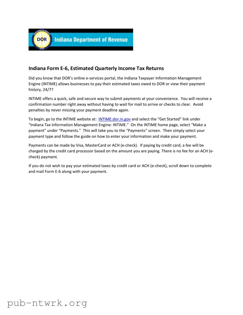 Blank E 6 Indiana PDF Form