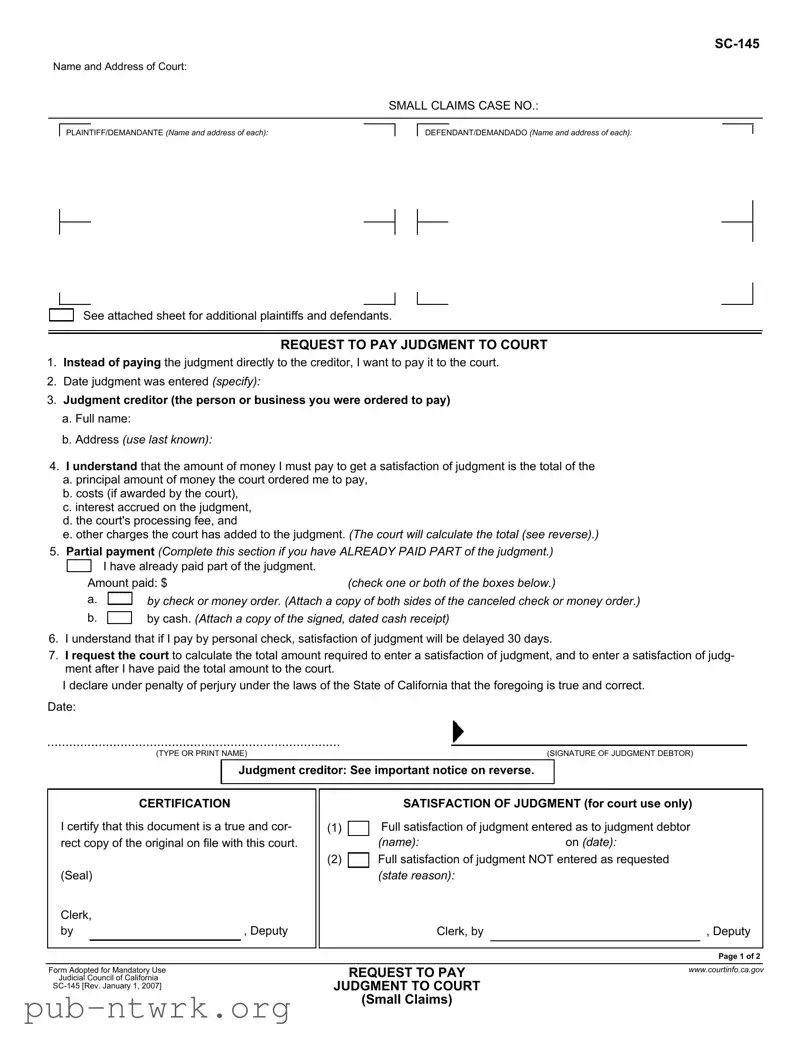 Blank California Sc 145 PDF Form