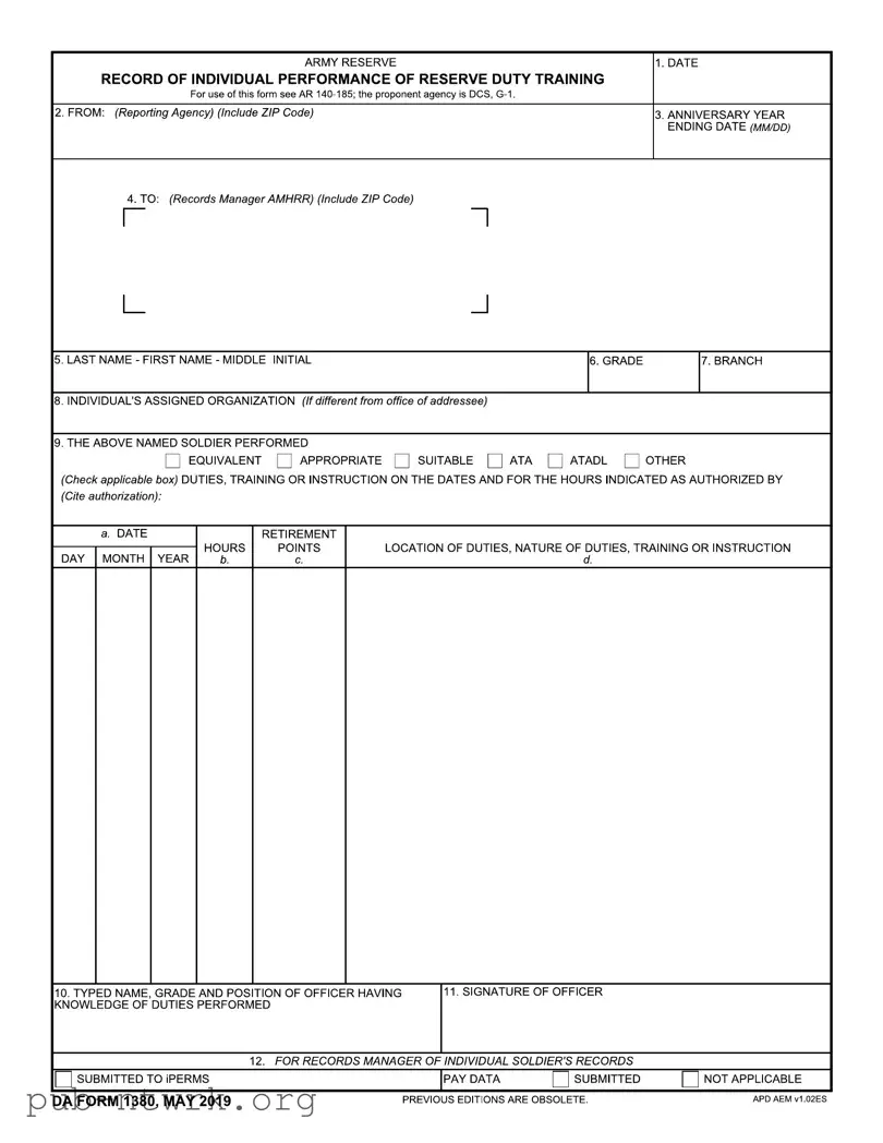 Blank Da 1380 PDF Form