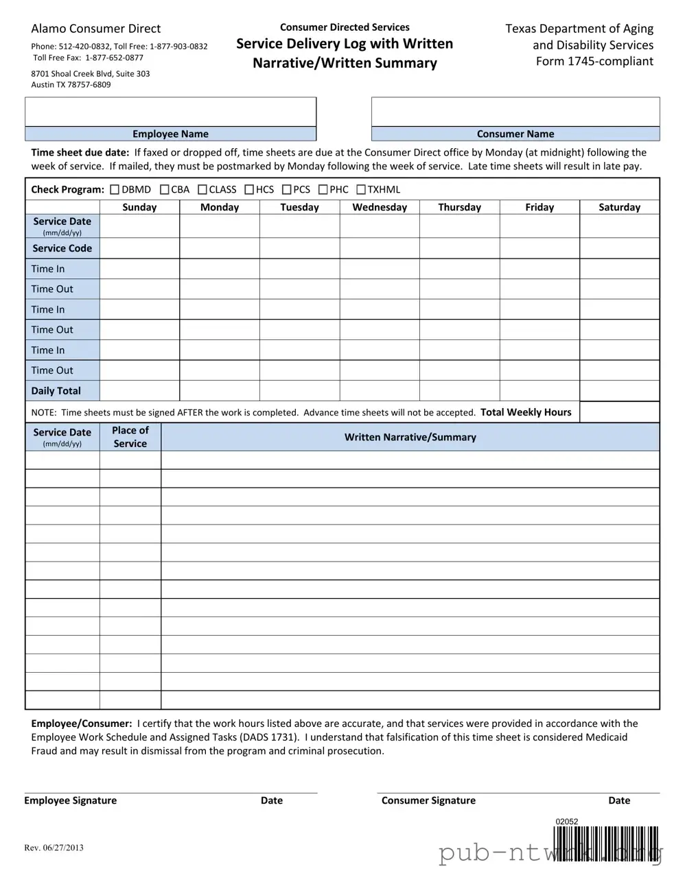 Blank Texas 1745 PDF Form