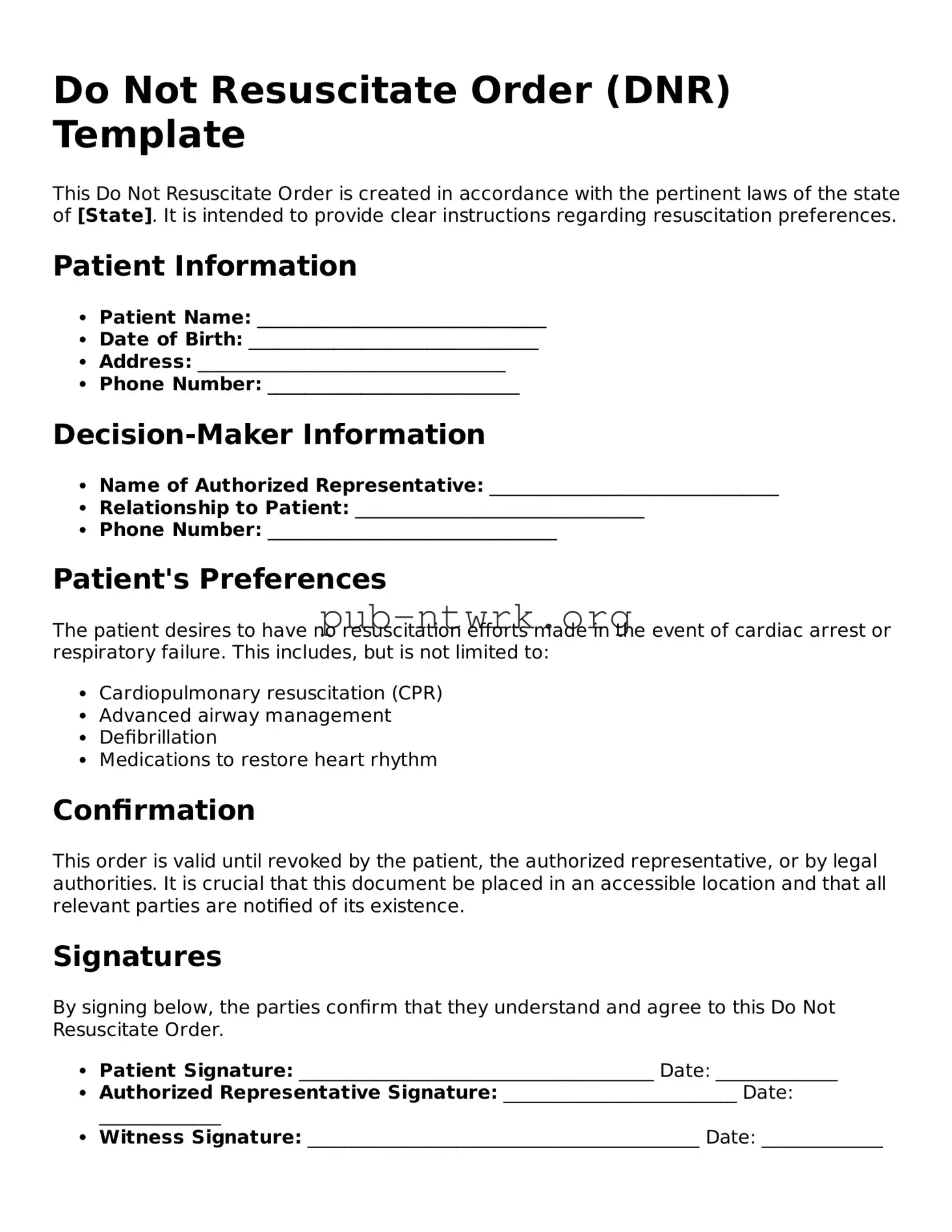 Legal Do Not Resuscitate Order Form