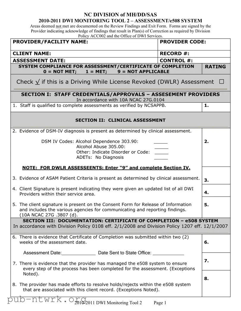 Blank 508 From Nc Dwi Services PDF Form
