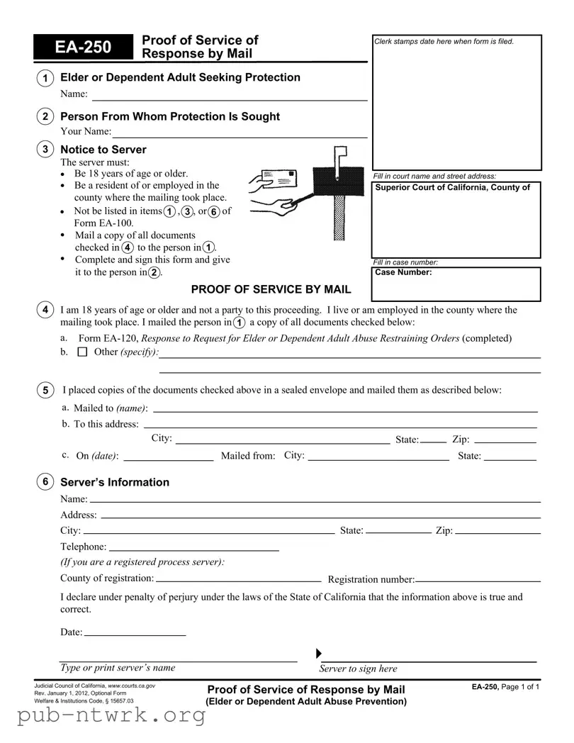 Blank California Ea 250 PDF Form