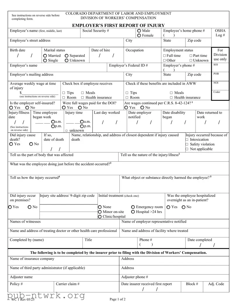 Blank Colorado Wc 1 PDF Form