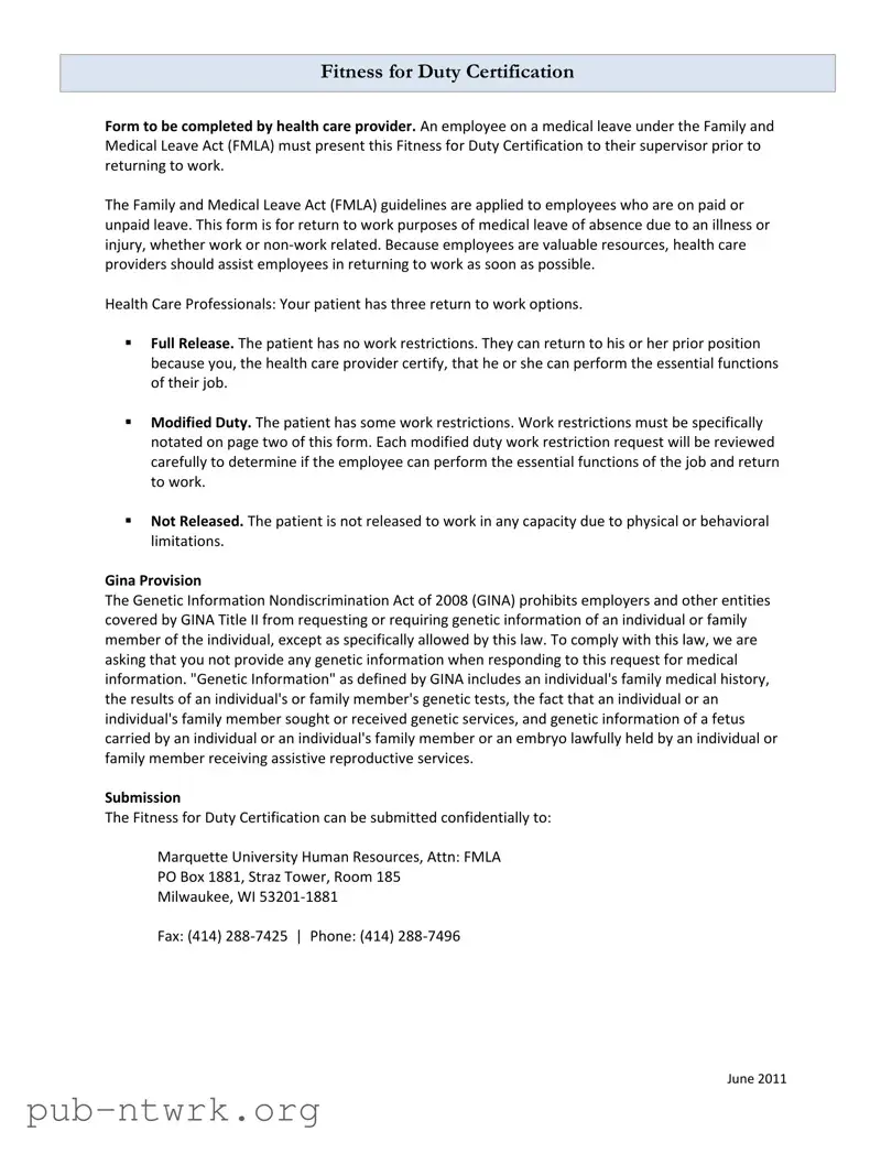 Blank Fitness For Duty PDF Form