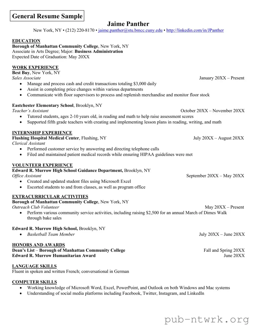 Blank Resume PDF Form