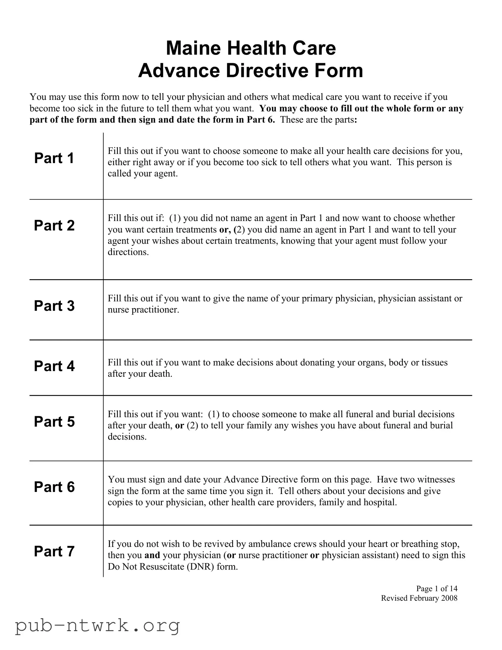 Blank Maine Advance PDF Form