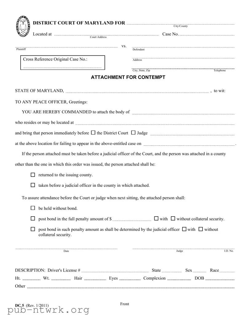 Blank Dc 5 Maryland PDF Form