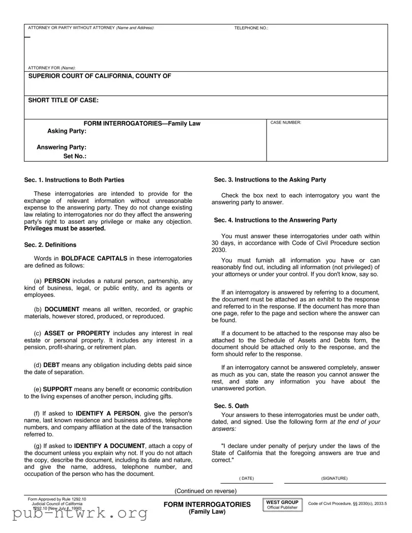 Blank California 1292 10 PDF Form