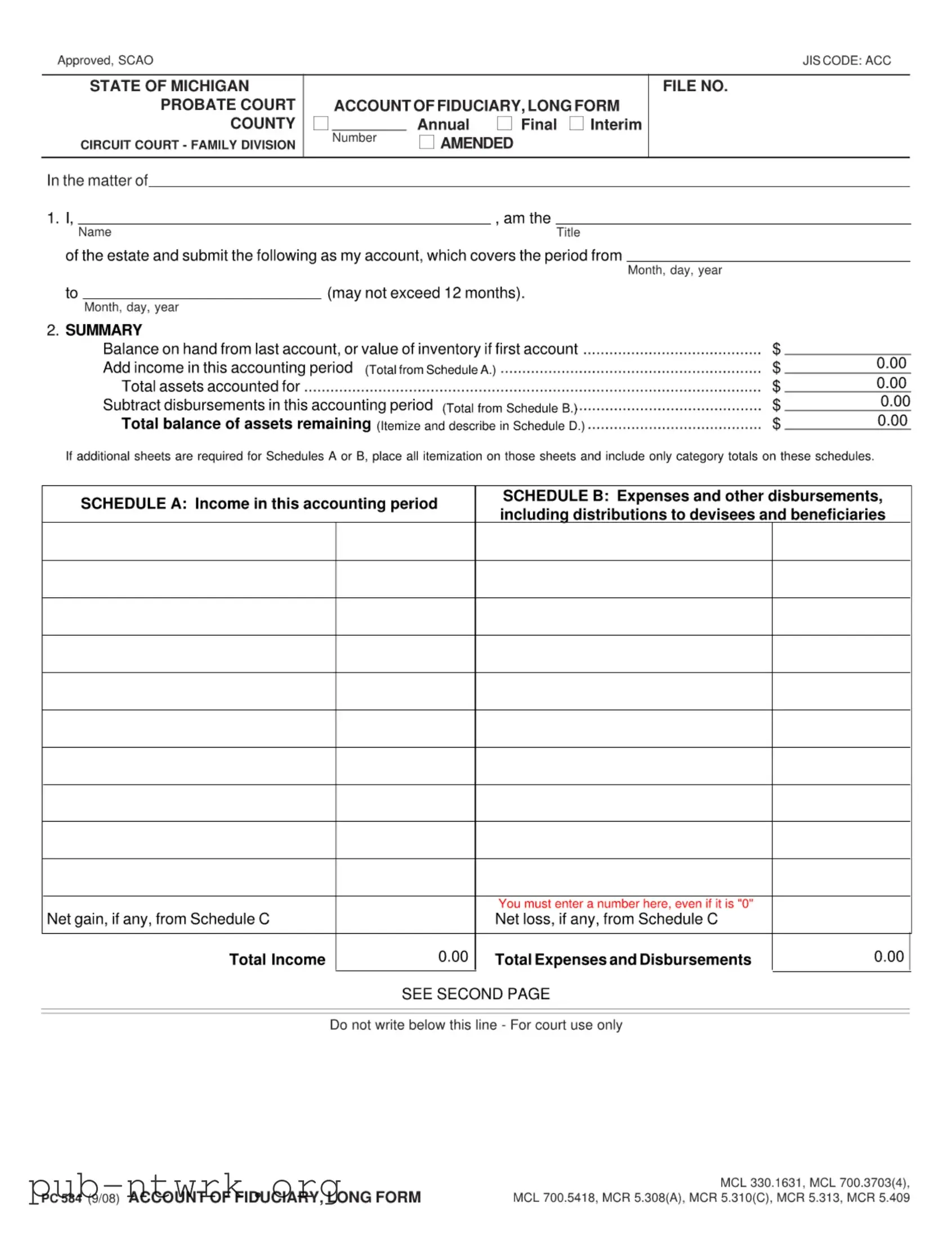 Blank Michigan Pc 584 PDF Form