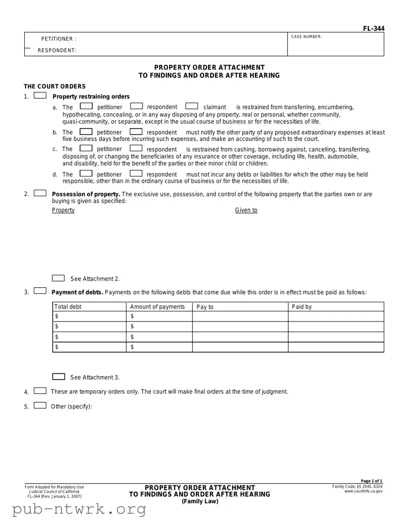 Blank California Fl 344 PDF Form