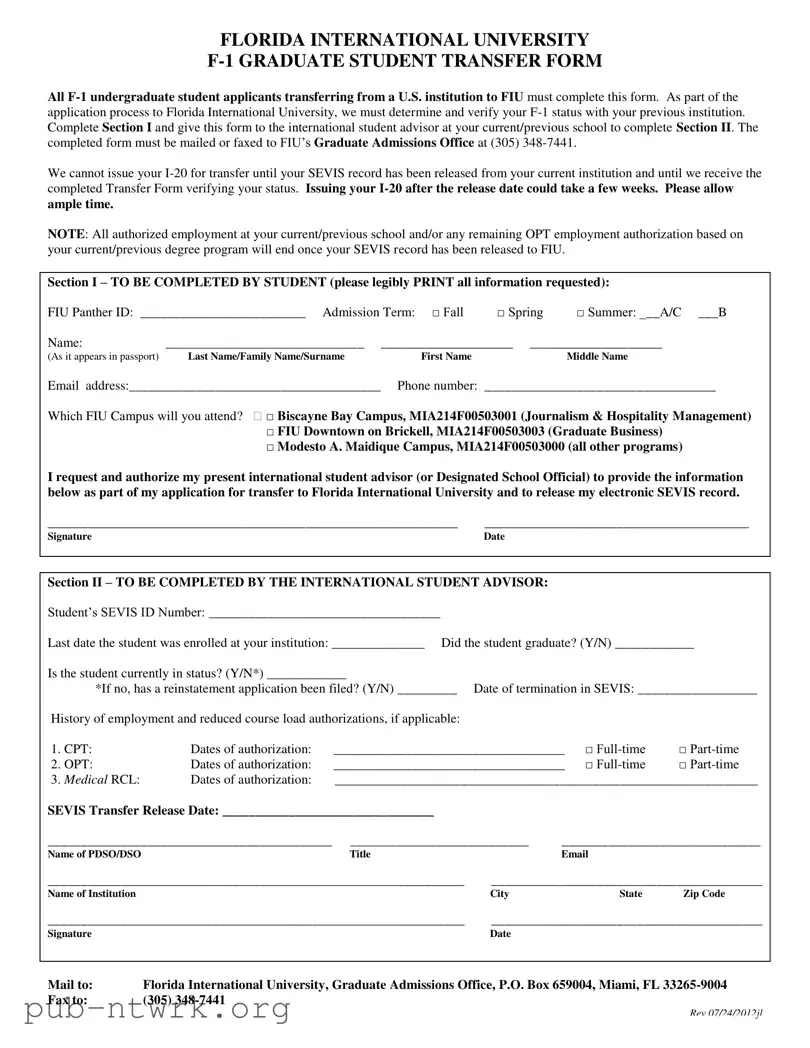 Blank Florida F 1 PDF Form