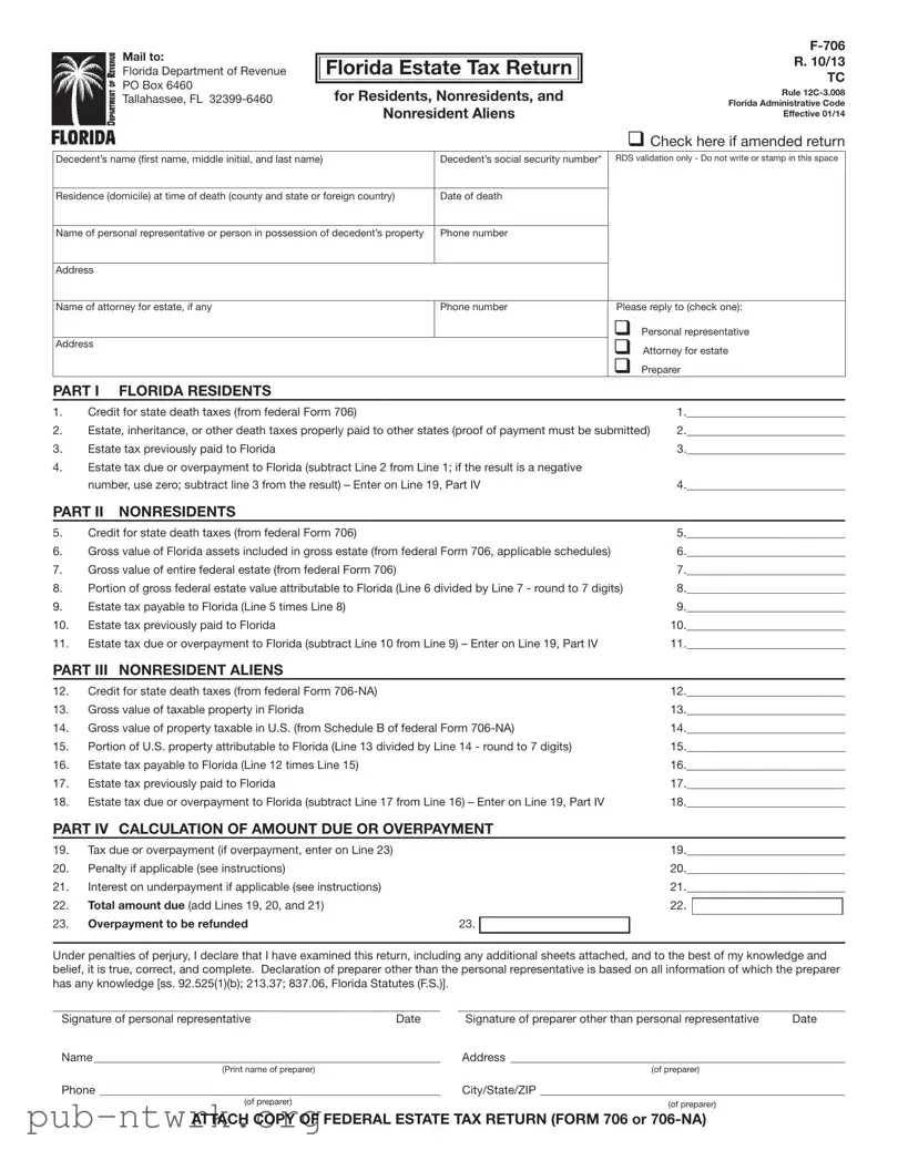 Blank Florida F 706 PDF Form