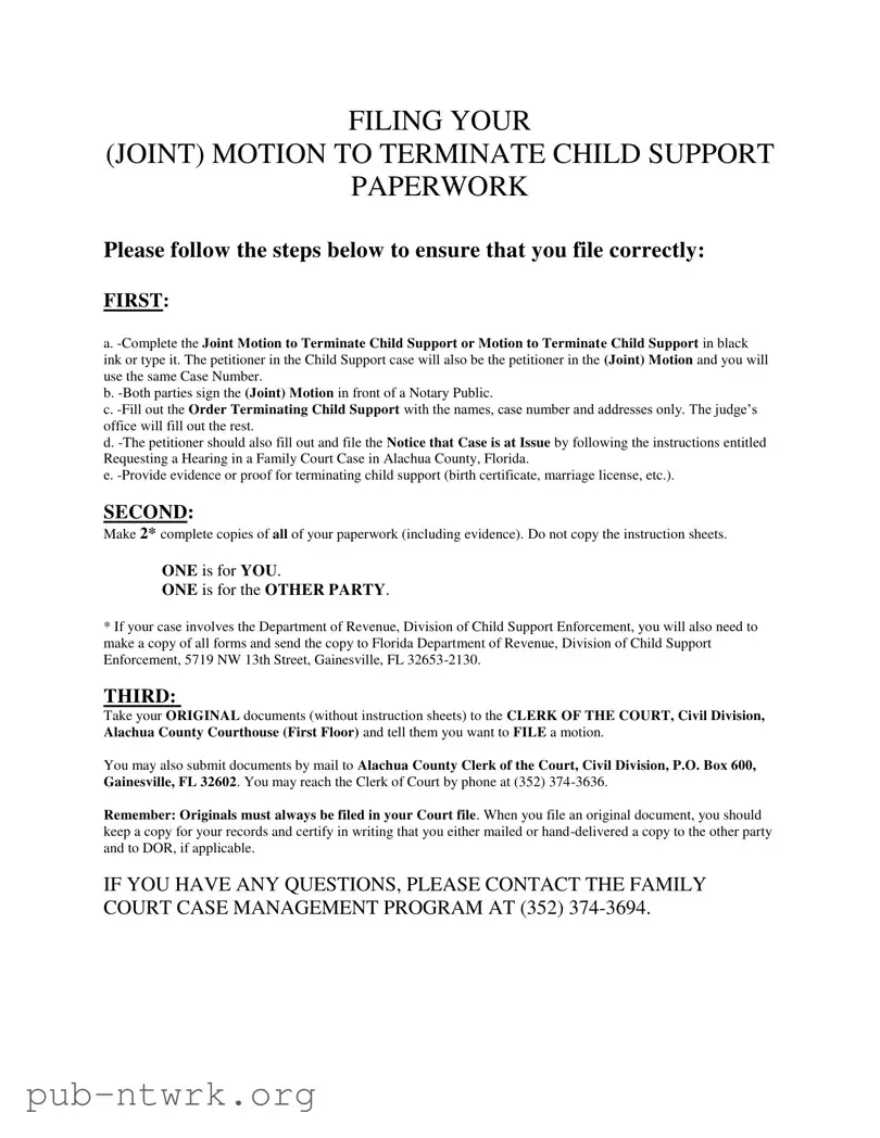 Blank Florida Motion Terminate Income Deduction Order PDF Form