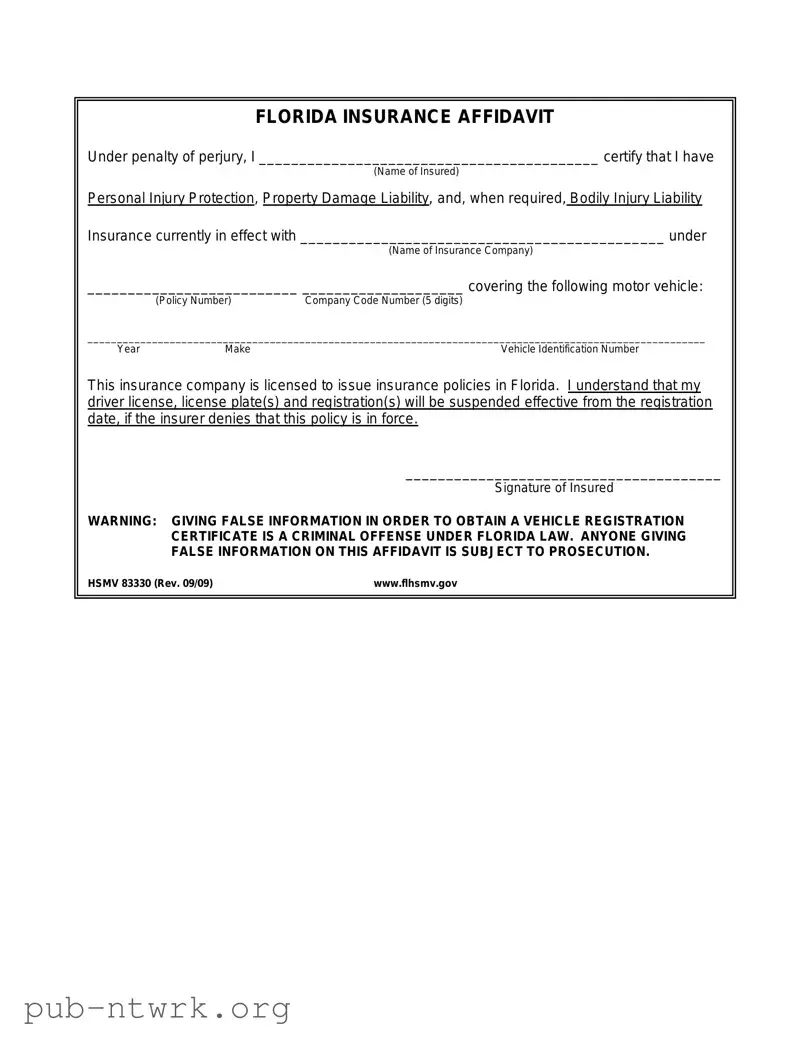 Blank Florida Hsmv 83330 PDF Form