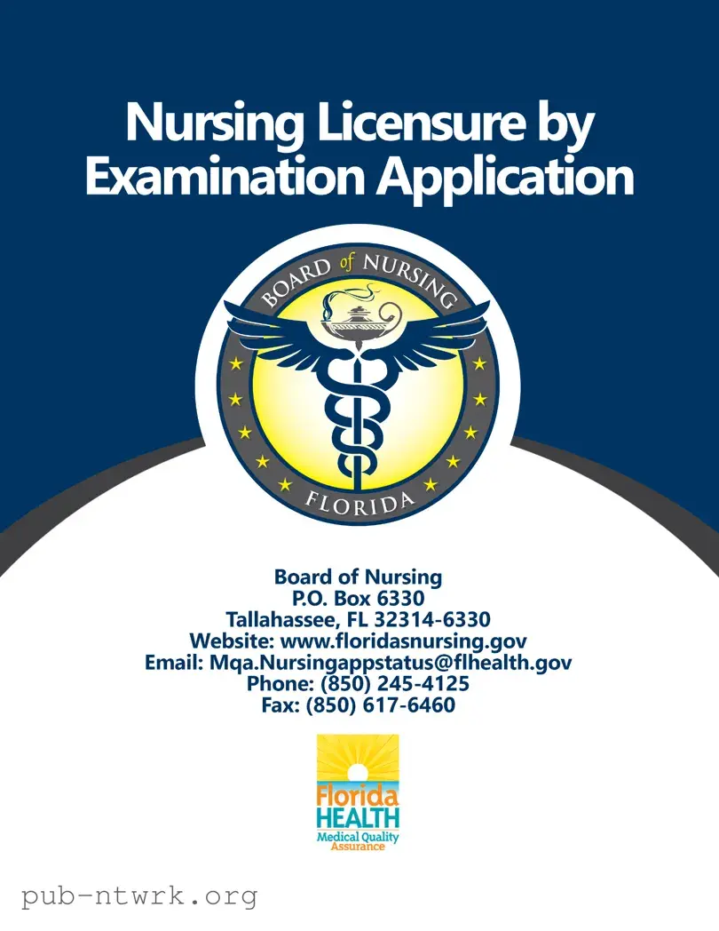 Blank Florida Board Nursing Application PDF Form