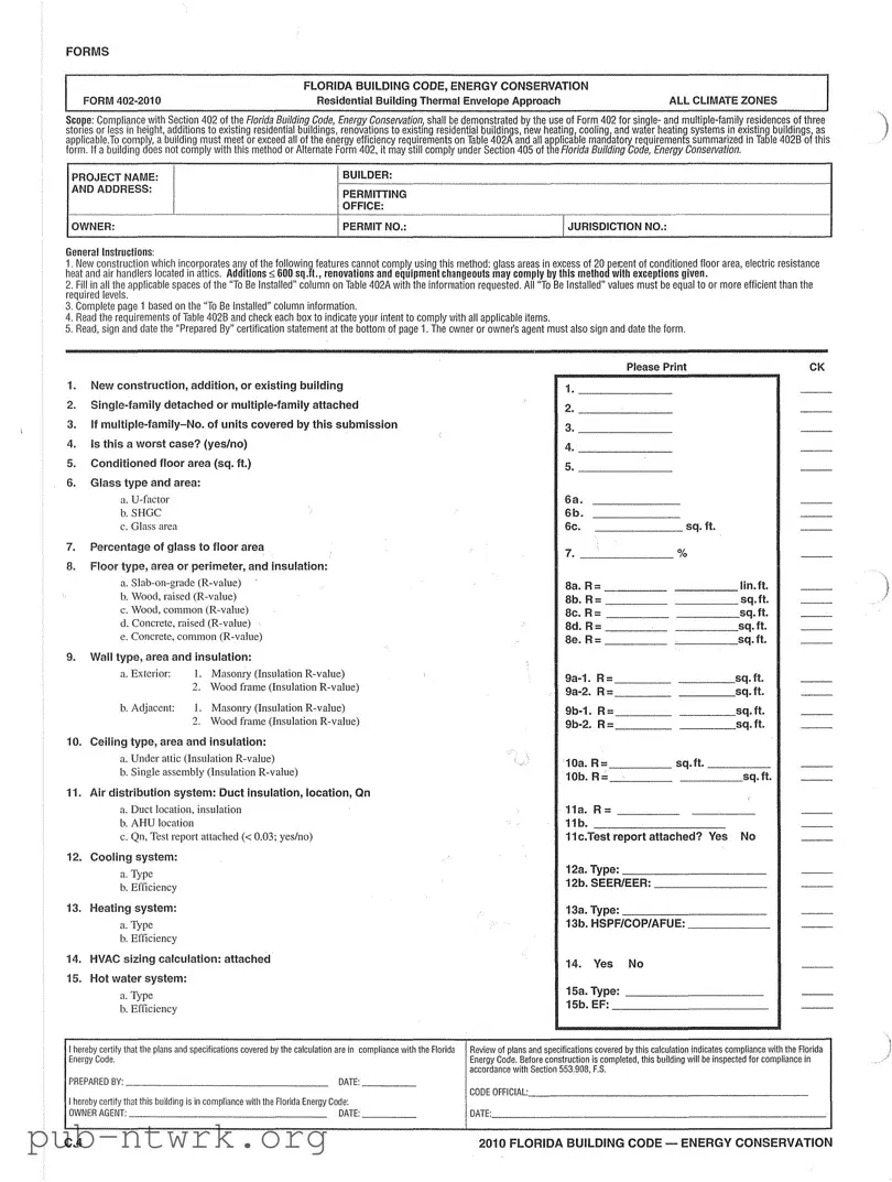 Blank Florida Energy PDF Form