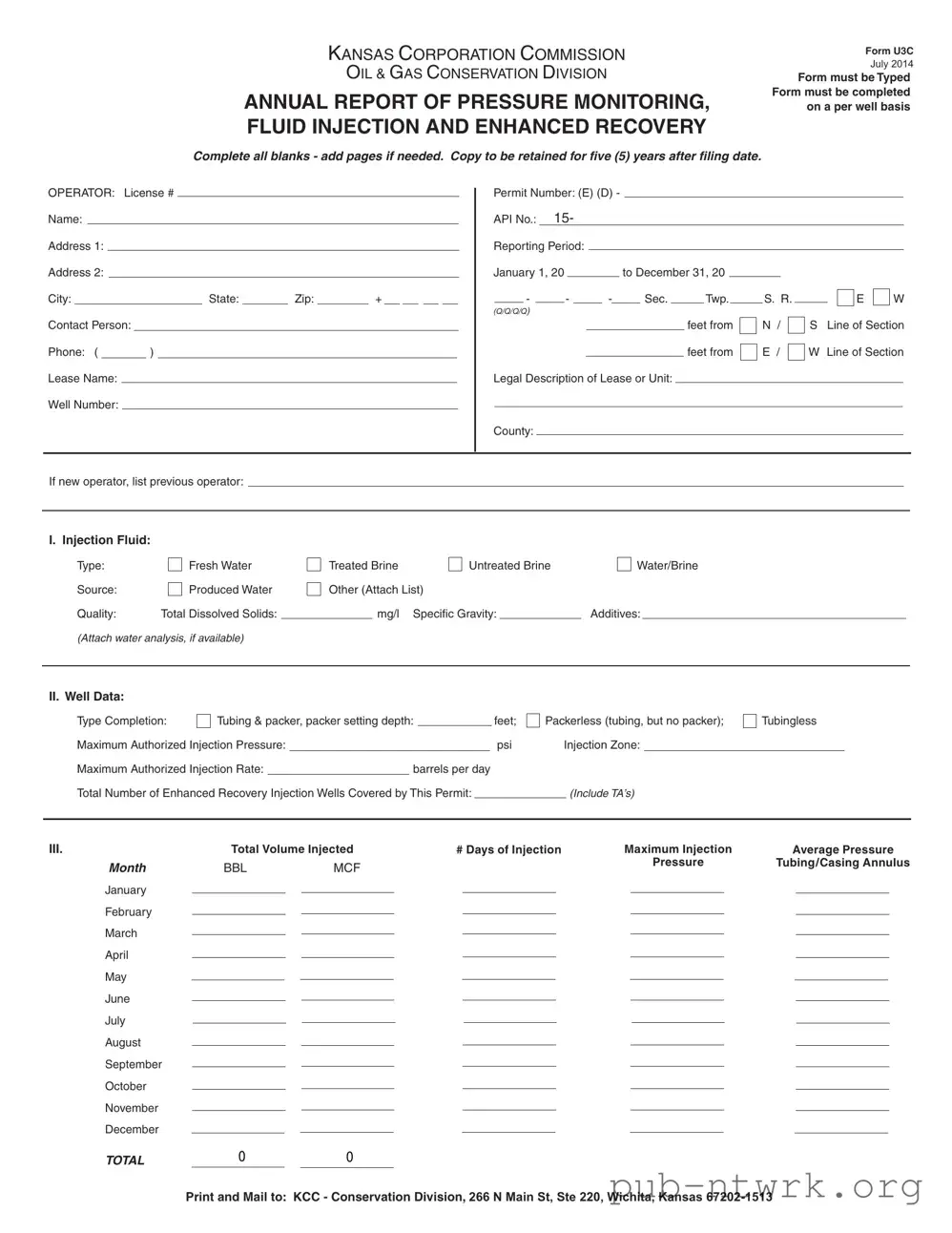 Blank U3C Kansas PDF Form