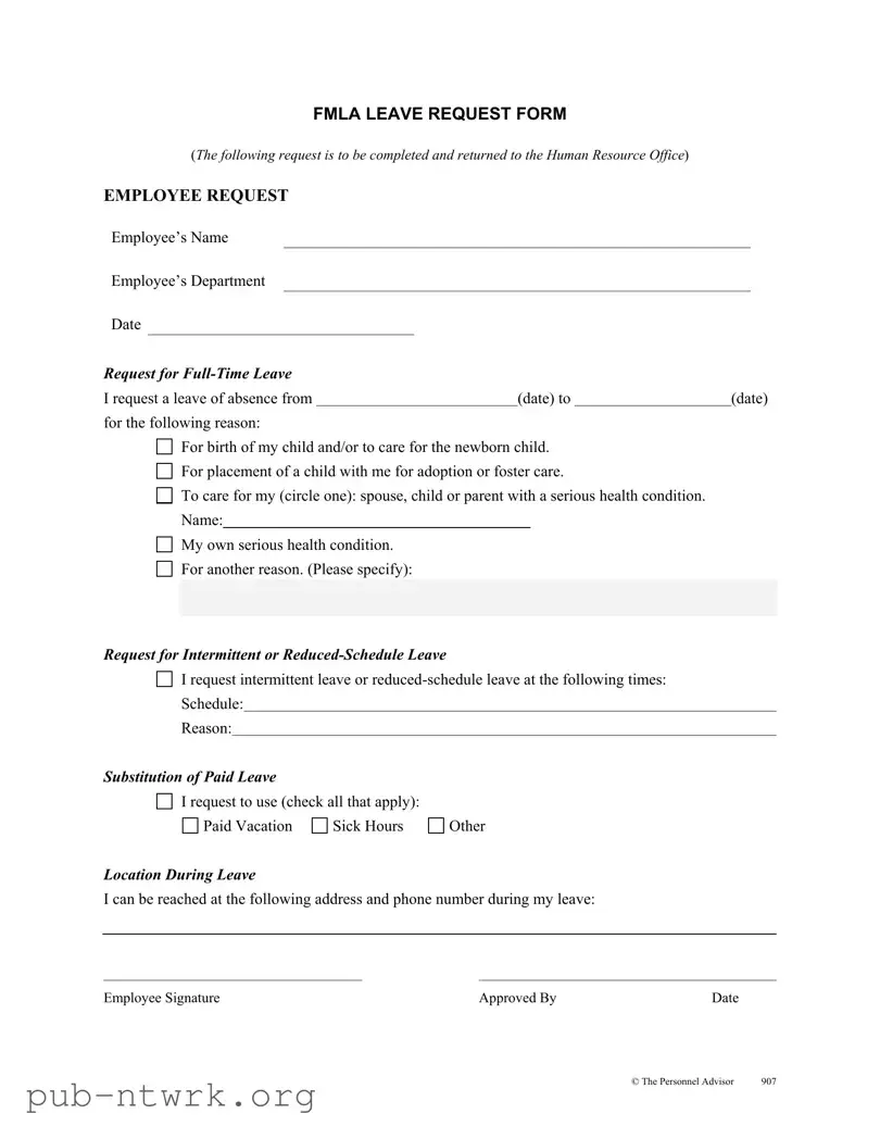 Blank Fmla Leave PDF Form