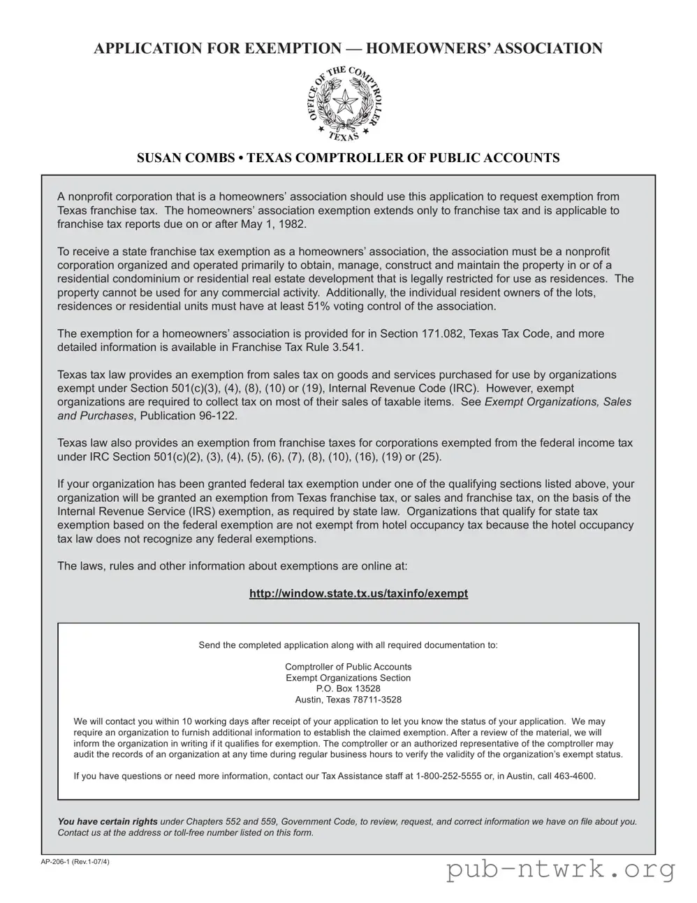 Blank Texas Ap 206 PDF Form