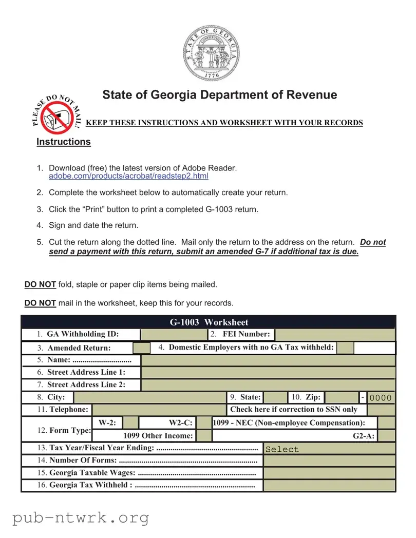 Blank Georgia G 1003 PDF Form