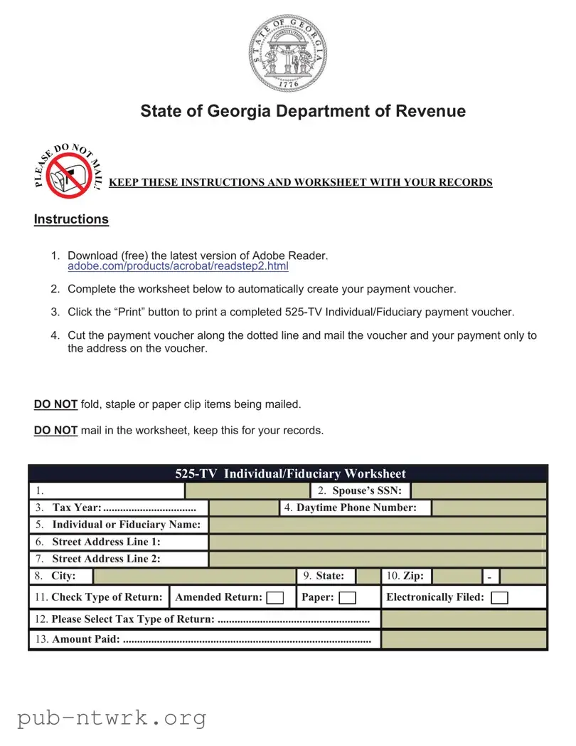 Blank Georgia 525 Tv PDF Form