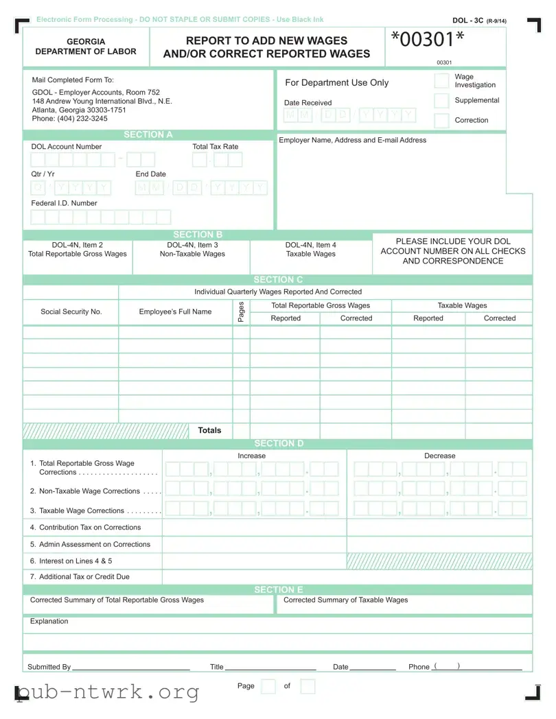 Blank Georgia Dol 3C PDF Form