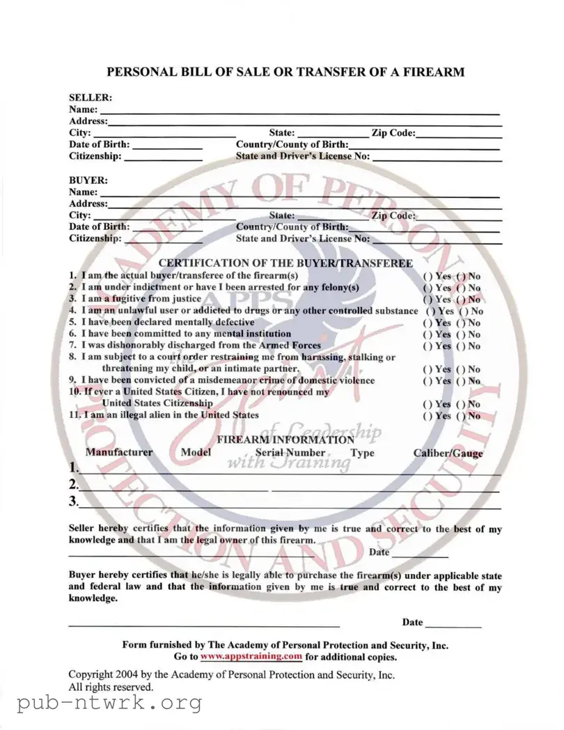 Blank Gun Transfer Georgia PDF Form