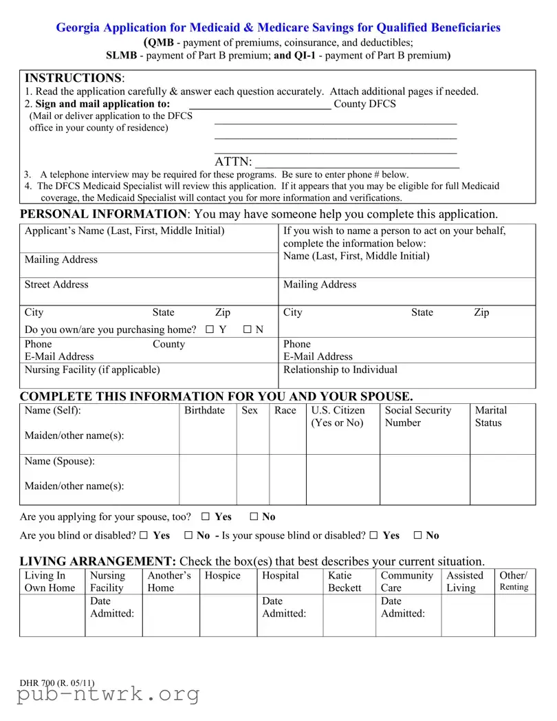 Blank Georgia Application For Medicaid PDF Form