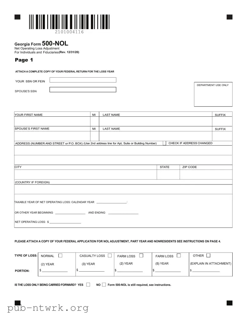 Blank Georgia 500 Nol PDF Form