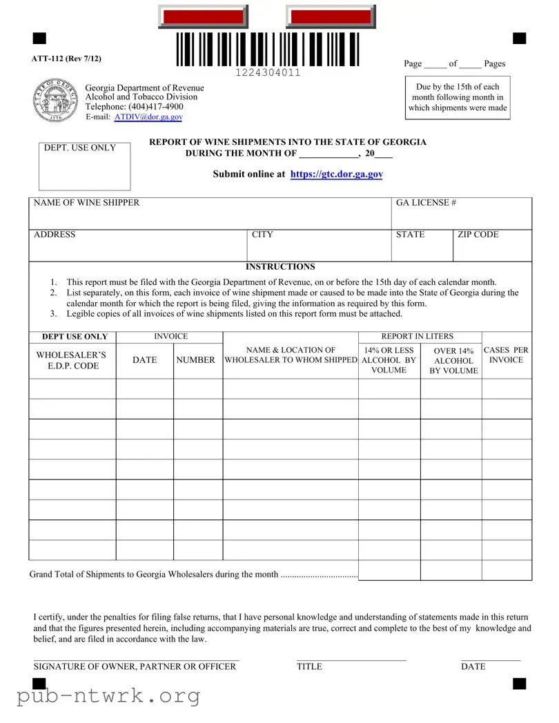 Blank Georgia Att 112 PDF Form