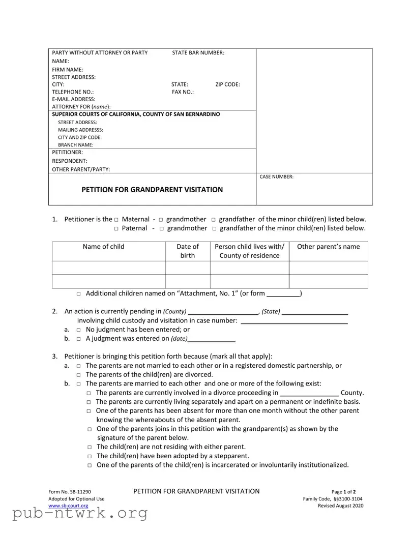 Blank California Sb 11290 PDF Form