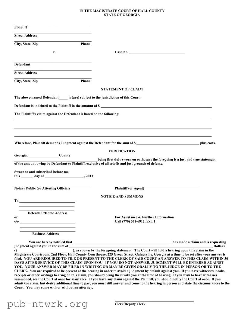 Blank Fulton County Georgia Writ Of PDF Form
