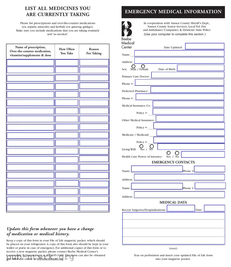 Blank File Of Life PDF Form