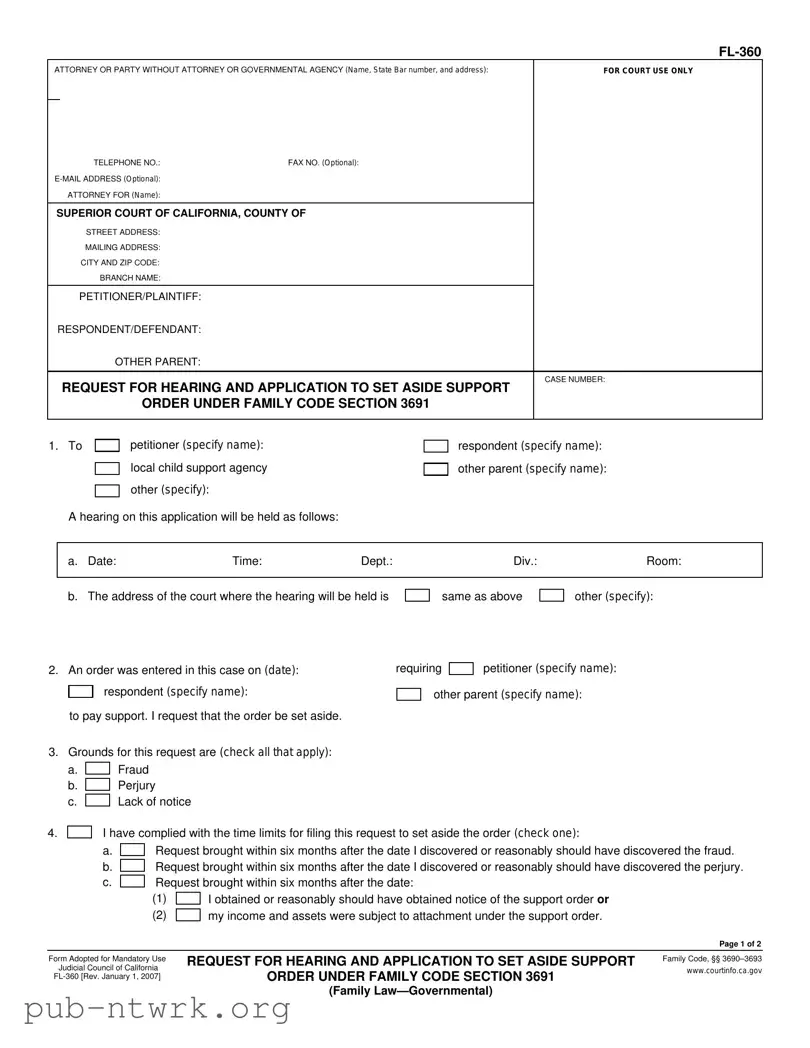 Blank California Fl 360 PDF Form