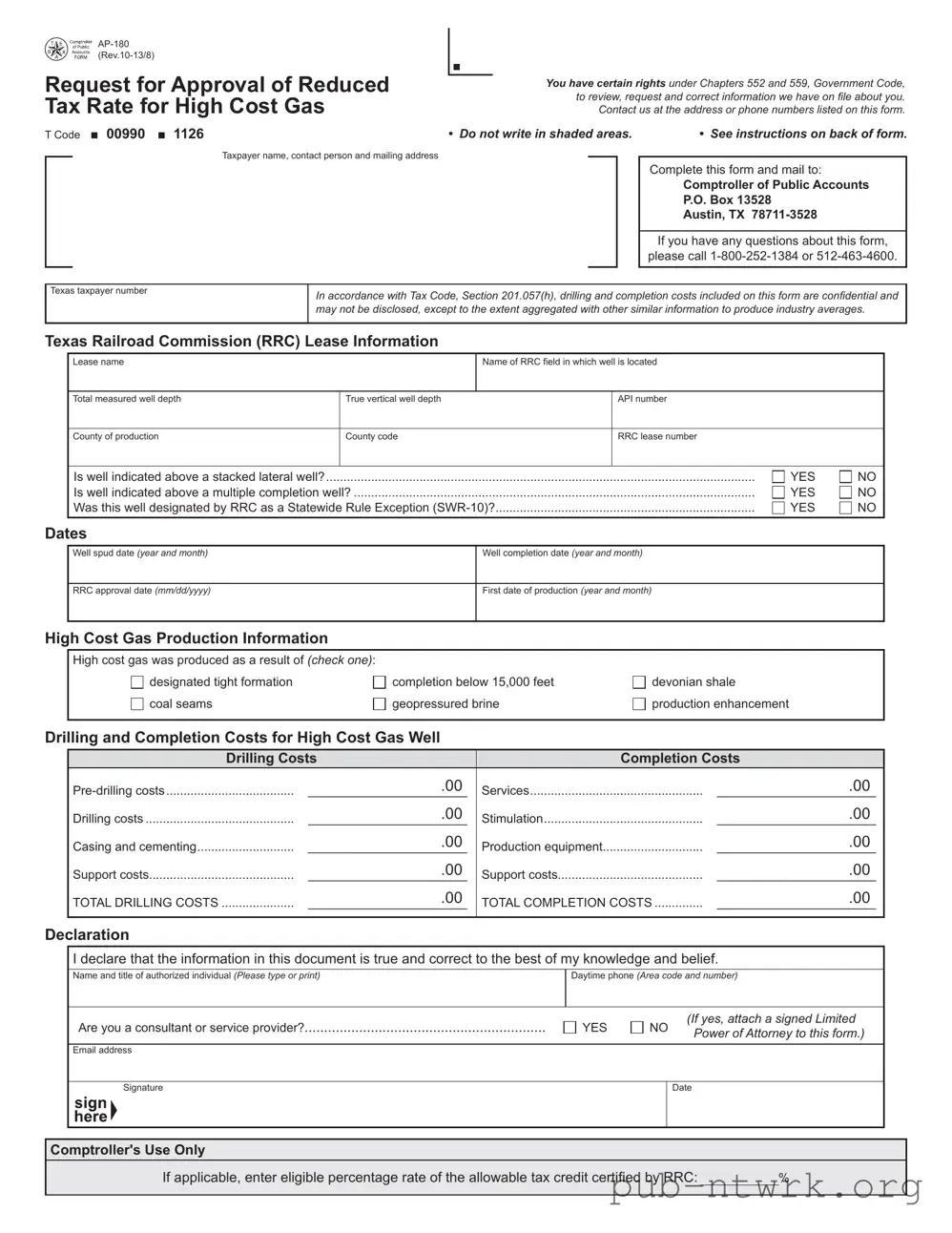 Blank Texas Ap 180 PDF Form