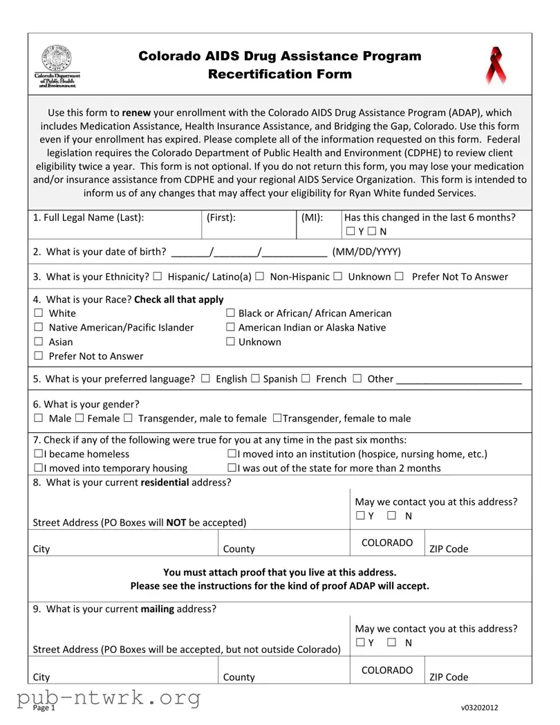 Blank Adap Colorado PDF Form