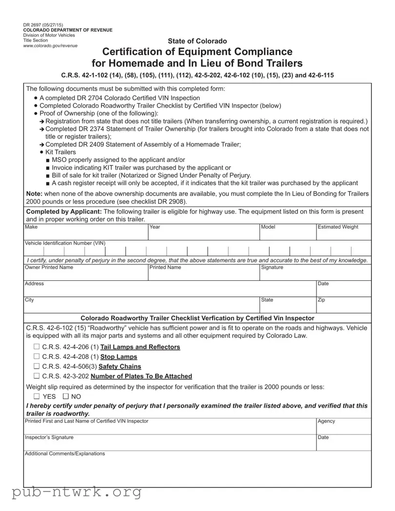Blank Colorado Dr 2697 PDF Form