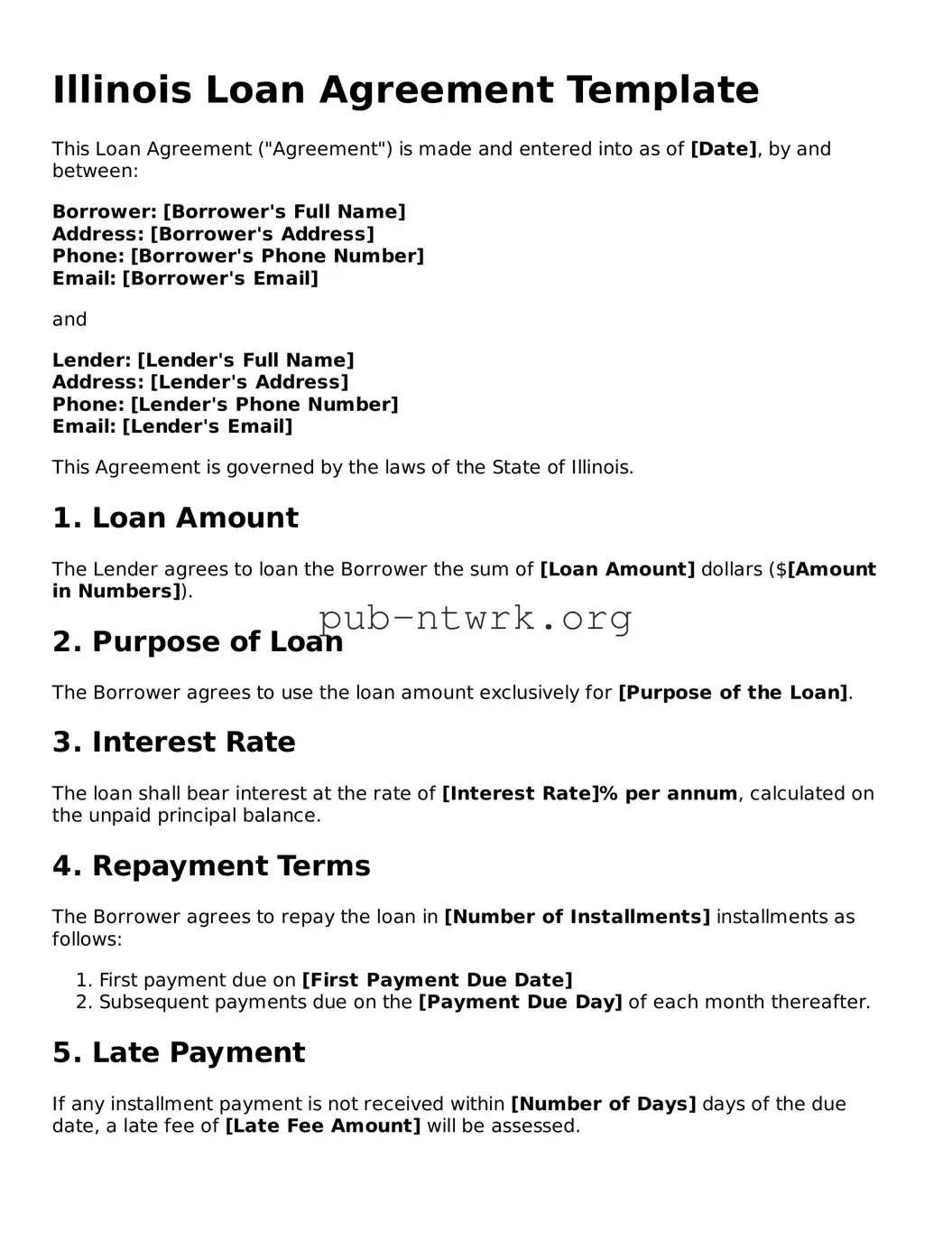 Free Illinois Loan Agreement Form