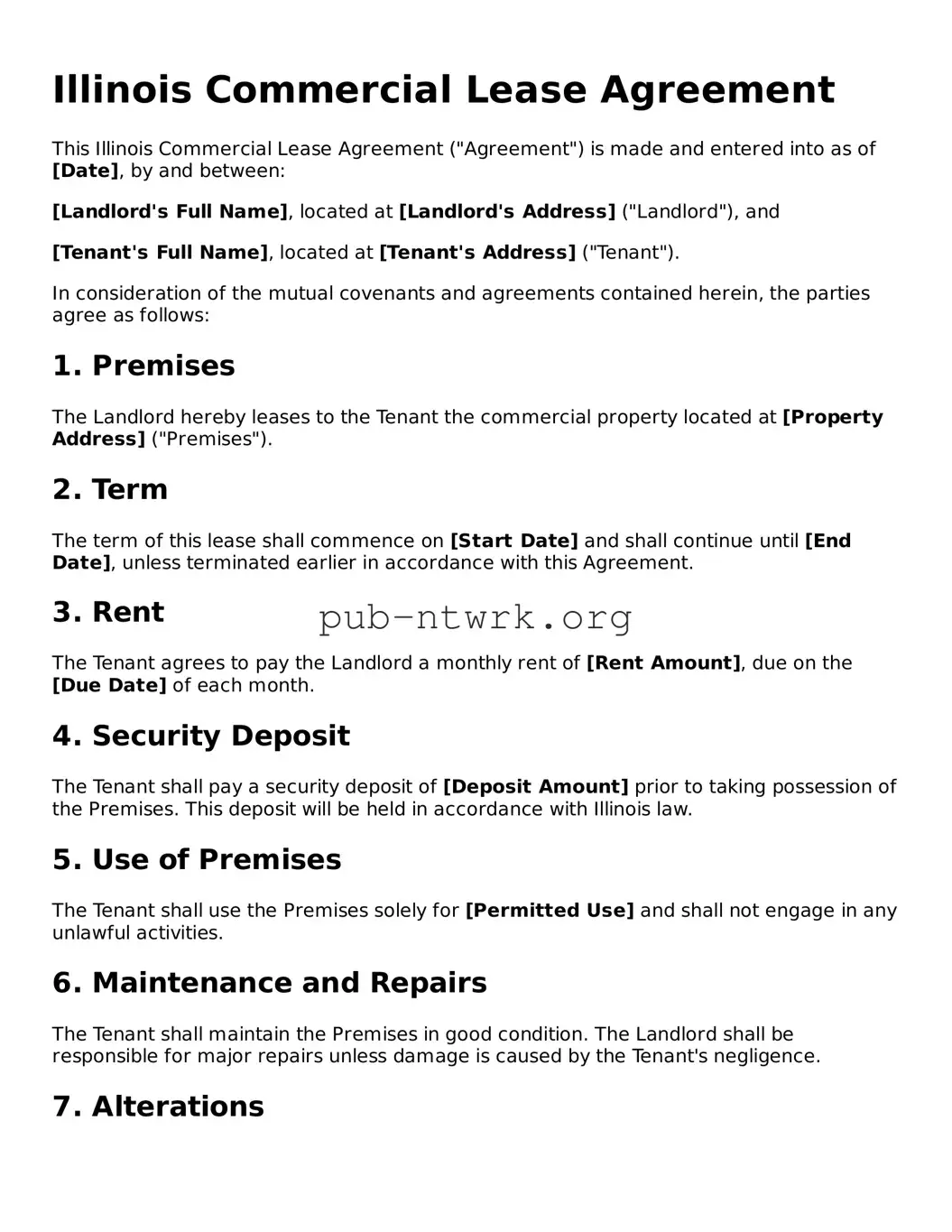 Free Illinois Commercial Lease Agreement Form