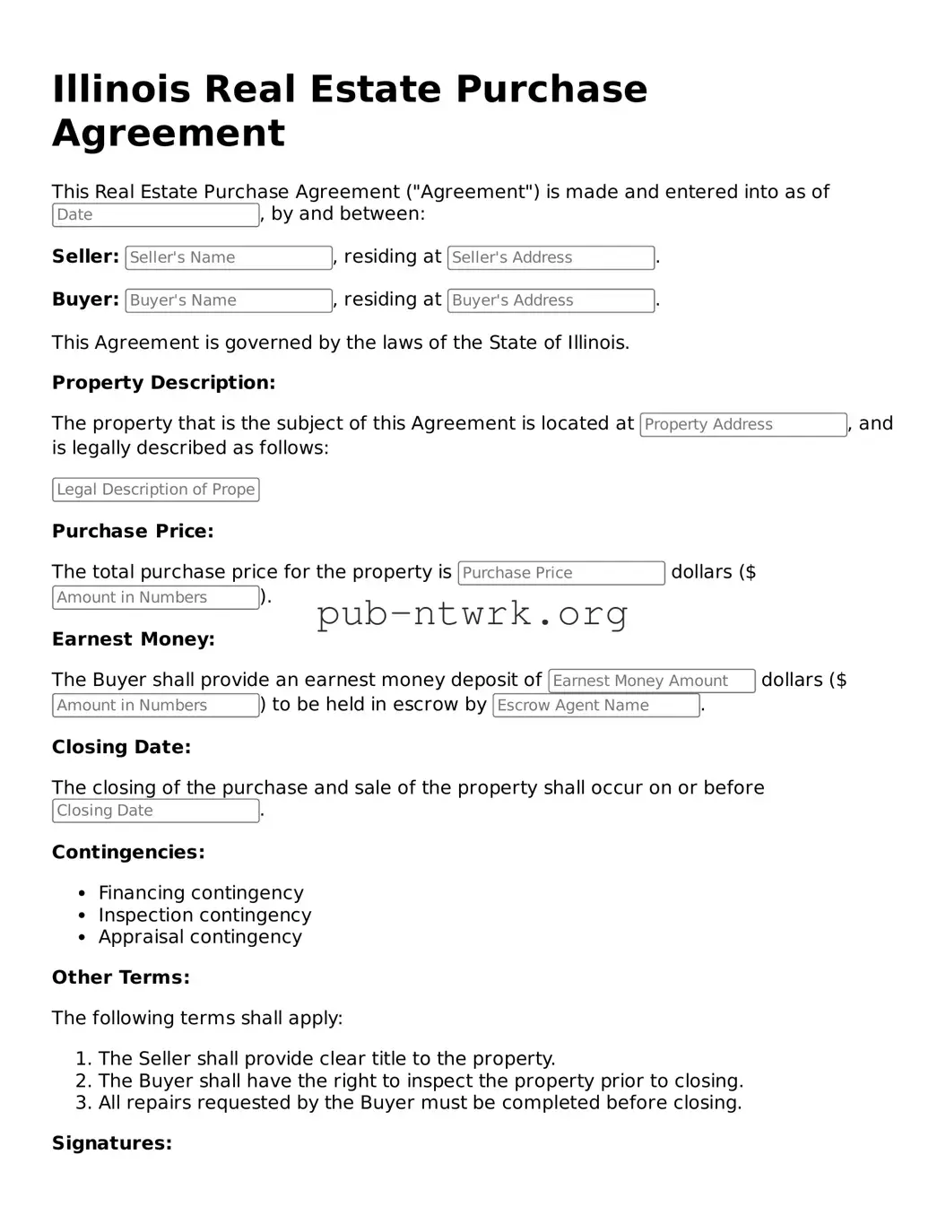 Free Illinois Real Estate Purchase Agreement Form