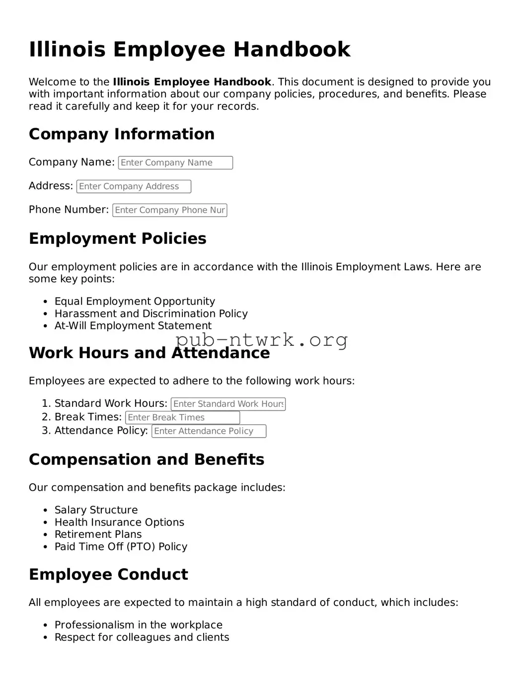 Free Illinois Employee Handbook Form