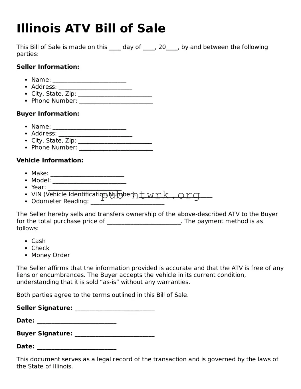 Free Illinois ATV Bill of Sale Form