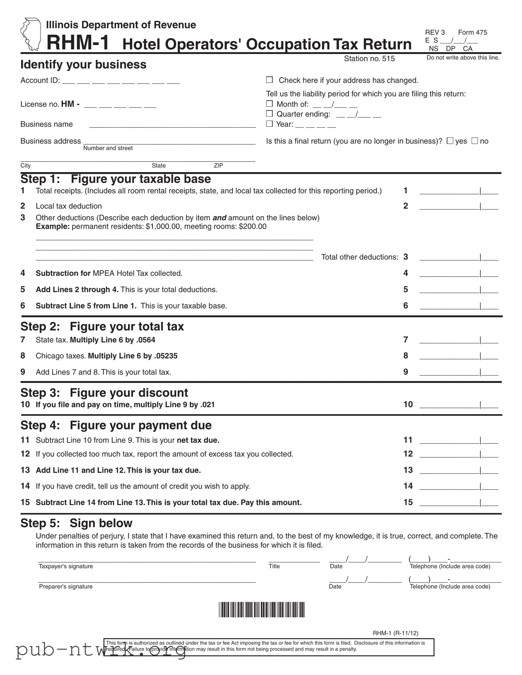 Blank Illinois Rhm 1 PDF Form