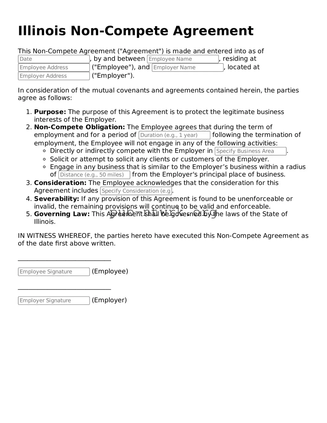 Free Illinois Non-compete Agreement Form