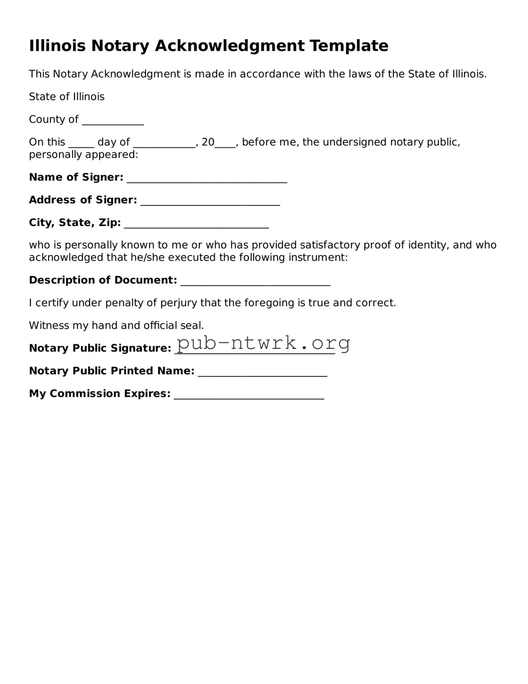 Free Illinois Notary Acknowledgement Form