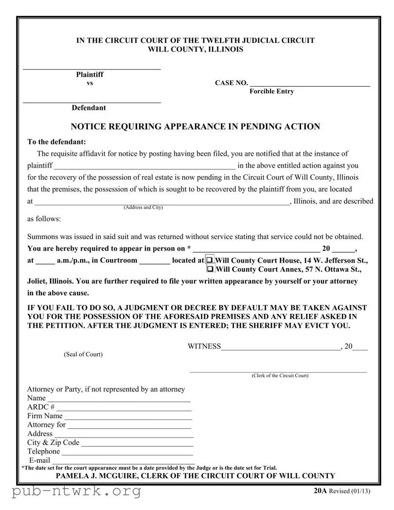 Blank Illinois 20A PDF Form
