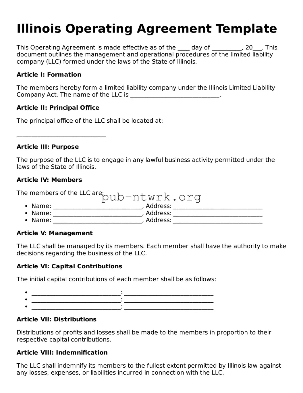 Free Illinois Operating Agreement Form