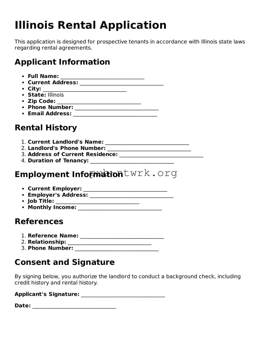 Free Illinois Rental Application Form