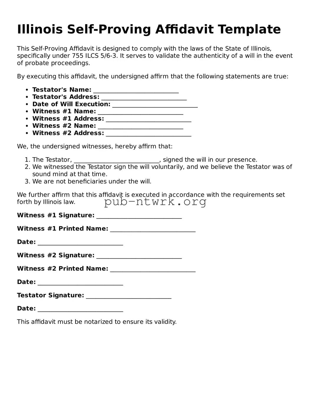 Free Illinois Self-Proving Affidavit Form